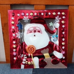 LSARTS Inc Wax-023 Christmas Platter - Santa - 8.5 Inch Square